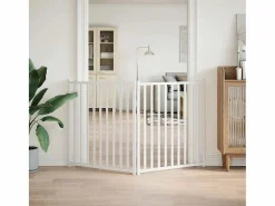 Clicnbuy Seguridad Para Mascotas|Puerta de perros plegable 2 paneles madera abeto 160 cm