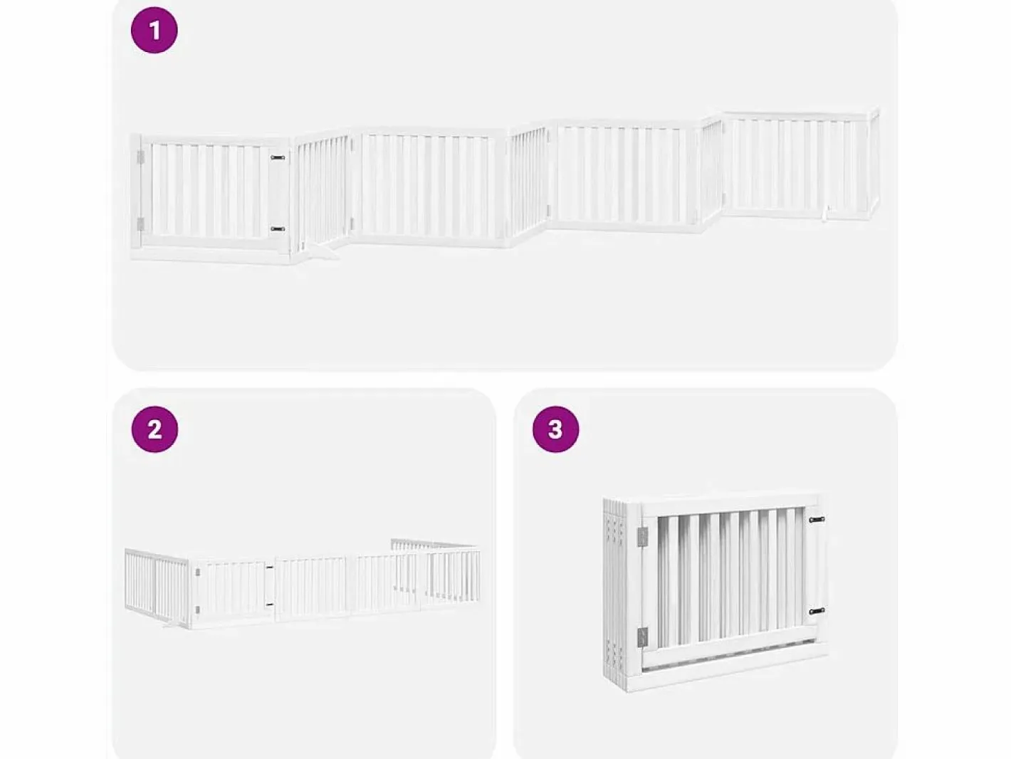 Clicnbuy Seguridad Para Mascotas|Puerta de perros plegable 8 paneles madera álamo blanca 640 cm
