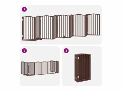 Puerta de perros plegable 9 paneles madera álamo marrón 450 cm^Clicnbuy New