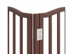 Puerta de perros plegable 9 paneles madera álamo marrón 450 cm^Clicnbuy New