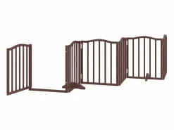 Clicnbuy Puerta de perros plegable 12 paneles madera álamo marrón 600 cm Marru00f3n Discount