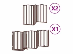 Puerta de perros plegable 12 paneles madera álamo marrón 600 cm^Clicnbuy New
