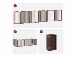 Puerta de perros plegable 12 paneles madera álamo marrón 600 cm^Clicnbuy New