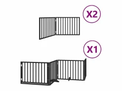 Puerta de perros plegable 8 paneles madera álamo negra 640 cm^Clicnbuy Clearance