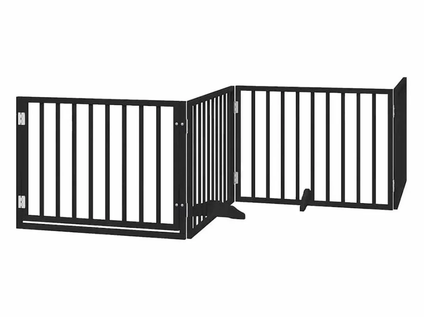 Puerta de perros plegable 8 paneles madera álamo negra 640 cm^Clicnbuy Clearance