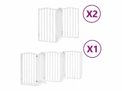 Clicnbuy Seguridad Para Mascotas|Puerta de perros plegable 12 paneles madera álamo blanca 600 cm
