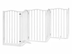 Clicnbuy Seguridad Para Mascotas|Puerta de perros plegable 12 paneles madera álamo blanca 600 cm