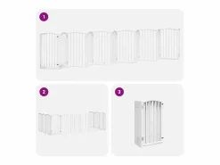 Clicnbuy Seguridad Para Mascotas|Puerta de perros plegable 12 paneles madera álamo blanca 600 cm