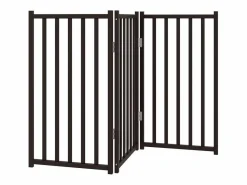 Clicnbuy Puerta de perros plegable 3 paneles madera abeto 150 cm Negro Hot
