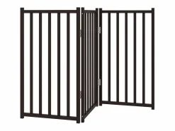 Clicnbuy Puerta de perros plegable 3 paneles madera abeto 150 cm Negro Hot