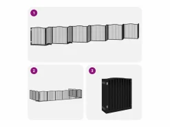 Clicnbuy Seguridad Para Mascotas|Puerta de perros plegable 12 paneles madera álamo negra 960 cm