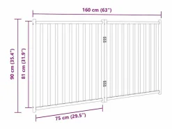 Puerta de perros plegable 2 paneles madera abeto 160 cm^Clicnbuy Clearance