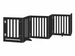 Clicnbuy Seguridad Para Mascotas|Puerta de perros plegable 15 paneles madera álamo negra 750 cm