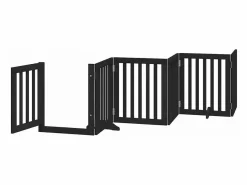 Clicnbuy Seguridad Para Mascotas|Puerta de perros plegable 15 paneles madera álamo negra 750 cm