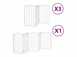 Clicnbuy Seguridad Para Mascotas|Puerta de perros plegable 15 paneles madera álamo blanca 750 cm