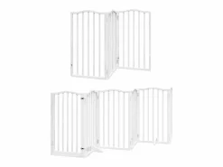 Clicnbuy Seguridad Para Mascotas|Puerta de perros plegable 15 paneles madera álamo blanca 750 cm