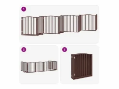 Clicnbuy Seguridad Para Mascotas|Puerta de perros plegable 8 paneles madera álamo marrón 640 cm