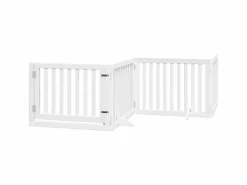 Puerta de perros plegable 6 paneles madera álamo blanca 480 cm^Clicnbuy Best