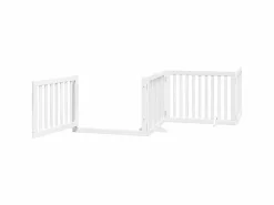 Puerta de perros plegable 6 paneles madera álamo blanca 480 cm^Clicnbuy Best