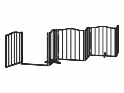 Clicnbuy Seguridad Para Mascotas|Puerta de perros plegable 12 paneles madera álamo negra 600 cm