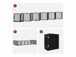 Clicnbuy Seguridad Para Mascotas|Puerta de perros plegable 12 paneles madera álamo negra 600 cm