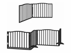 Puerta de perros plegable 10 paneles madera álamo negra 800 cm^Clicnbuy Best