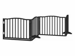 Puerta de perros plegable 10 paneles madera álamo negra 800 cm^Clicnbuy Best