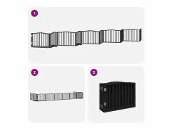 Puerta de perros plegable 10 paneles madera álamo negra 800 cm^Clicnbuy Best
