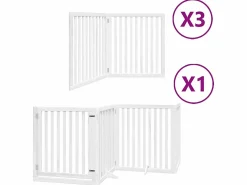 Puerta de perros plegable 10 paneles madera álamo blanca 800 cm^Clicnbuy Discount