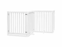 Puerta de perros plegable 10 paneles madera álamo blanca 800 cm^Clicnbuy Discount