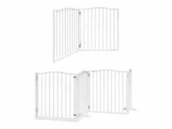Clicnbuy Puerta de perros plegable 6 paneles madera álamo blanca 480 cm Blanco Discount