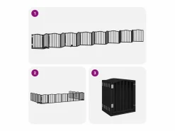 Puerta de perros plegable 15 paneles madera álamo negra 750 cm^Clicnbuy Online