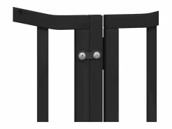 Puerta de perros plegable 15 paneles madera álamo negra 750 cm^Clicnbuy Online