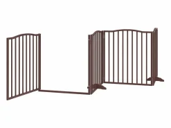 Clicnbuy Seguridad Para Mascotas|Puerta de perros plegable 6 paneles madera álamo marrón 480 cm