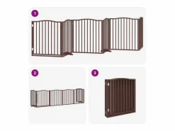 Clicnbuy Seguridad Para Mascotas|Puerta de perros plegable 6 paneles madera álamo marrón 480 cm