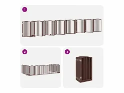 Puerta de perros plegable 15 paneles madera álamo marrón 750 cm^Clicnbuy New