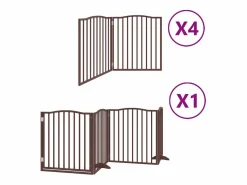 Clicnbuy Seguridad Para Mascotas|Puerta de perros plegable 12 paneles madera álamo marrón 960 cm