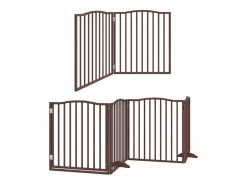 Clicnbuy Seguridad Para Mascotas|Puerta de perros plegable 12 paneles madera álamo marrón 960 cm