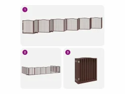 Clicnbuy Seguridad Para Mascotas|Puerta de perros plegable 12 paneles madera álamo marrón 960 cm