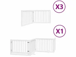 Puerta de perros plegable 10 paneles madera álamo blanca 800 cm^Clicnbuy