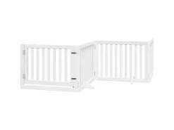 Puerta de perros plegable 10 paneles madera álamo blanca 800 cm^Clicnbuy