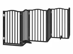 Clicnbuy Seguridad Para Mascotas|Puerta de perros plegable 12 paneles madera álamo negra 600 cm