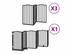 Puerta de perros plegable 15 paneles madera álamo negra 750 cm^Clicnbuy Clearance