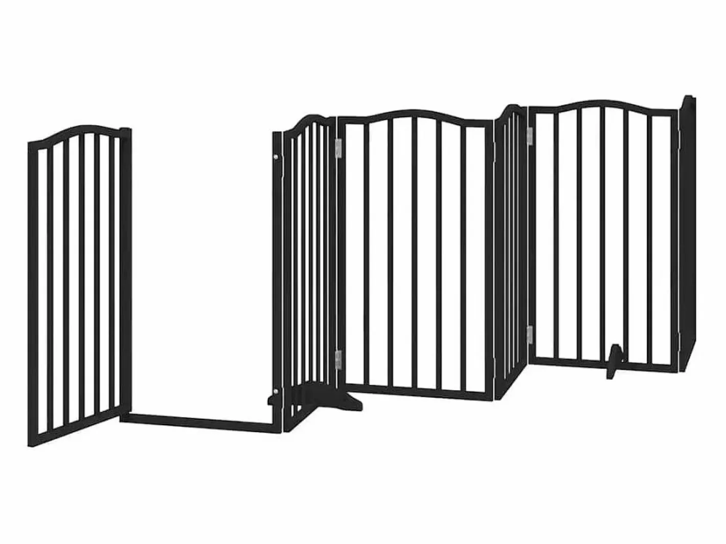 Puerta de perros plegable 15 paneles madera álamo negra 750 cm^Clicnbuy Clearance