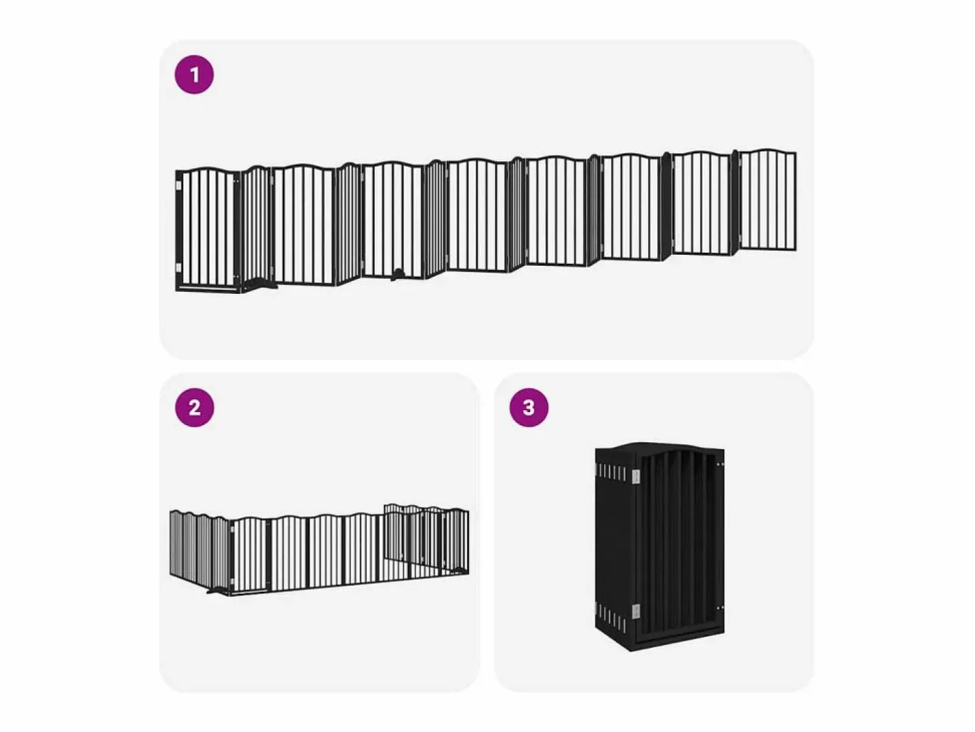 Puerta de perros plegable 15 paneles madera álamo negra 750 cm^Clicnbuy Clearance