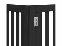 Clicnbuy Puerta de perros plegable 12 paneles madera álamo negra 600 cm Negro