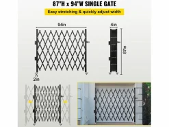Puerta de Seguridad Plegable Individual SucceBuy, 18,5 cm de Alto x 21,5 cm de Ancho, Puerta Plegable Negro Outlet