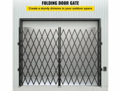Puerta de Seguridad Plegable Doble SucceBuy, 198.12cm H x 365.76cm W, Puerta Plegable, Puerta de Tijera Negro Best
