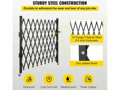 Puerta de Seguridad Plegable Individual SucceBuy de 190,5 Cm de Ancho x 122 Cm de Alto, Puerta de Tijera Negro Best