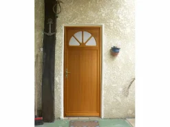 GD Menuiseries Puerta De Entrada|Puerta de servicio de madera vidriada Pixos, Al.200xl.80 p. derecha + Mango Y Cañón (ref 01245F924) Tabla de Dimensiones sin manilla